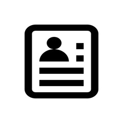 Poster - Illustration of an identification card with a person icon and text lines in black and white design style