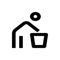 Poster - illustration of a person throwing something into a trash can with a simple, minimalist black and whi