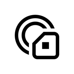 Poster - Illustration of a cast icon representing media streaming with concentric circles and square symbol design
