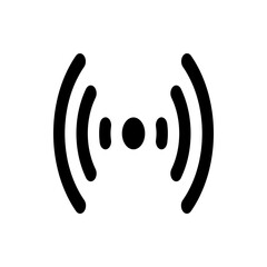 Poster - A simple black and white illustration of a wifi signal icon with curved lines and a central dot shape
