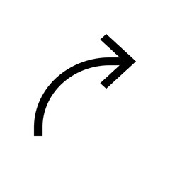 Aufkleber - Curved black arrow pointing towards the upper right direction on a plain white background showing direction