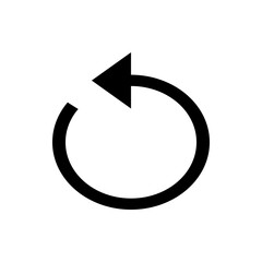 Aufkleber - Black circular arrow pointing left indicating a refresh or a return action on a white background view