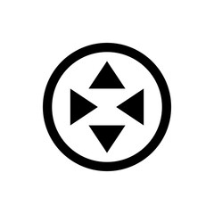 Poster - Four black triangles pointing inward inside a black circle creating a symmetrical design element image