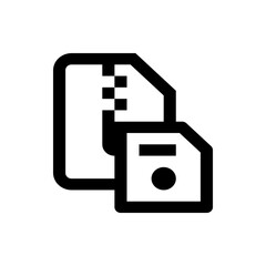 Poster - Icon depicting two documents stacked with a zipper like design connecting them in black and white style