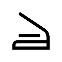 Poster - A black and white minimalist line drawing of a flatbed scanner with the lid open on a white background