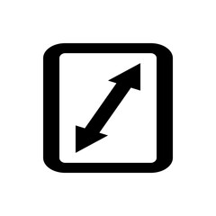 Poster - Black rectangle with rounded corners containing a diagonal double headed arrow pointing both directions
