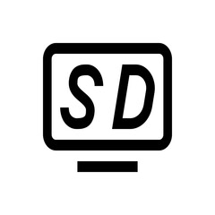 Poster - Illustration of a black and white monitor displaying the letters sd with a rectangular base design element