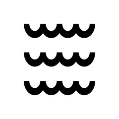 Poster - Three horizontal rows of stylized black waves with rounded crests on a white background simple design
