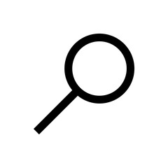 Poster - Illustration of a simple black magnifying glass with a circular lens and short handle on a white background