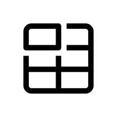 Poster - Illustration of a square grid layout with thick black lines and rounded corners forming a simple design