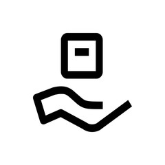 Poster - Illustration of a stylized hand holding a square box with a rectangle inside it in black and white colors