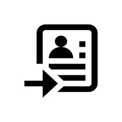 Poster - Black silhouette of a user profile card with an arrow pointing to the left on a white background