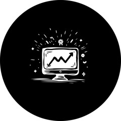 Poster - Stylized computer monitor displaying upward trending graph in stark contrast