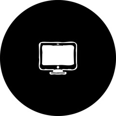 Poster - Monochromatic stylized computer display icon within circular graphic area