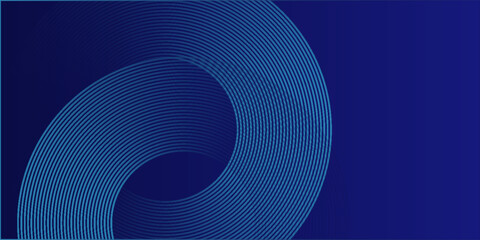 Poster - Abstract blue glowing geometric lines on dark blue background. Modern shiny blue circle lines pattern. Futuristic technology concept. Suit for cover, poster, banner, brochure, header, website