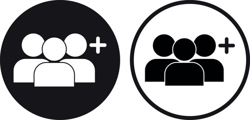 Poster - Create new group icon set in two styles . Create group icon . Add user icon . Vector illustration