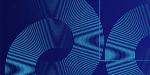 Poster - Abstract blue glowing geometric lines on dark blue background. Modern shiny blue circle lines pattern. Futuristic technology concept.