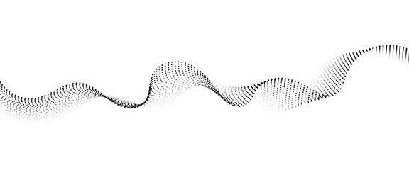 Fototapete - Flowing Dot Wave halftone gradient pattern on transparent background	