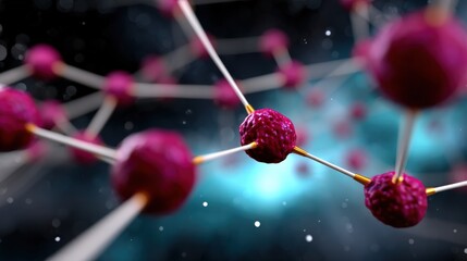 Fototapete - Stunning Abstract Illustration of Molecules with Colorful Connections