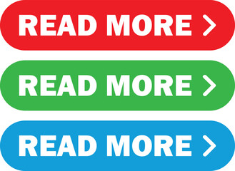 Poster - Read more button icon set in three colors . Colorful read more buttons . Vector illustration