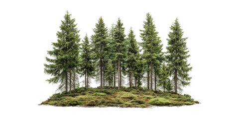 Wall Mural - dense evergreen forest. nature and environmental conservation isolated on transparent background
