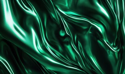 Aufkleber - Emerald green silk fabric folds, abstract background