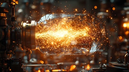 Poster - Steampunk generator surrounded by electric arcs and crackling energy
