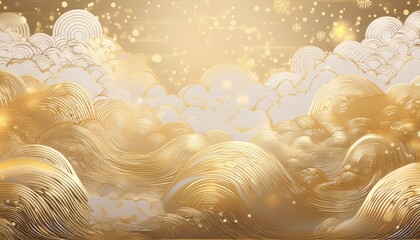 Poster - luxury golden abstract wave and cloud background for elegant web design, branding, packaging, and upscale print media

