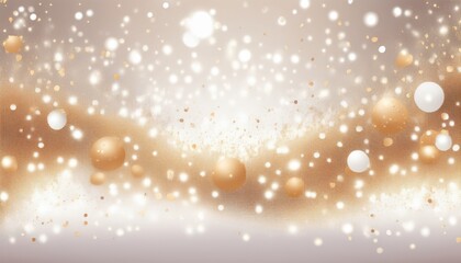 Fototapete - gold and white glitter bokeh background with glowing spheres and sparkles for festive web design, holiday print, elegant branding, luxury product display, with generous copy space

