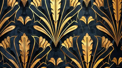 Poster - Stunning gold and black floral pattern showcasing elegant design and intricate details in a stylish backdrop