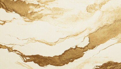 Poster - luxurious gold ink marble texture with flowing metallic veins on creamy white background for branding, packaging, web banner, print design with ample copy space

