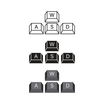 Gaming Keys On Keyboard Icon Set Vector Design.
