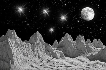 lunar landscape at night