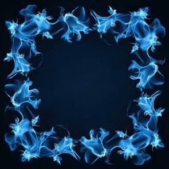 Poster - Blue Smoke Swirls Frame on Dark Background, Ideal for Creative Designs, Invitations, and Artistic Backgrounds Featuring Ethereal Aesthetic and Fluid Movement