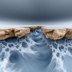 Poster - Stunning Abstract Ocean Wave with Rough Edges and Soft Color Gradients Reflecting Light Across the Horizon for Serene Background Usage