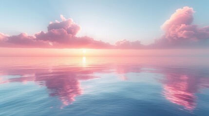Poster - Dreamy abstract backdrop with pastel pink and blue gradients, smooth transitions, faint reflective light, contemporary and minimalist, perfect for digital media