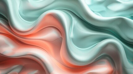 Poster - Elegant abstract background blending pale mint and soft peach, seamless transitions, faint glossy highlights, ultra-clean aesthetic, ideal for UI design