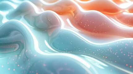 Poster - Elegant abstract background blending pale mint and soft peach, seamless transitions, faint glossy highlights, ultra-clean aesthetic, ideal for UI design