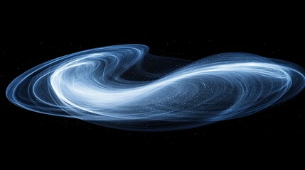 Poster - Abstract blue light streaks forming a swirling shape against a dark black background scene design