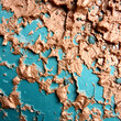 © Stacy - Close-up of a textured, copper and teal colored art piece, resembling a rugged landscape.