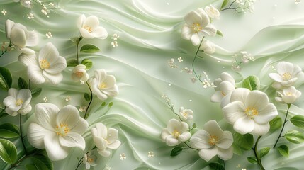 Poster - Minimalist abstract background in creamy white and soft sage green, smooth transitions, delicate light accents, clean and elegant, ideal for app interfaces