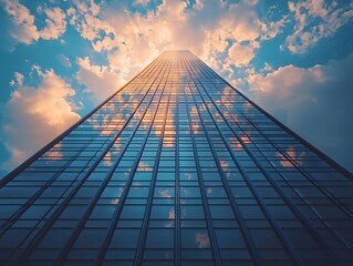 Poster - Skyscraper reflecting clouds in the sky