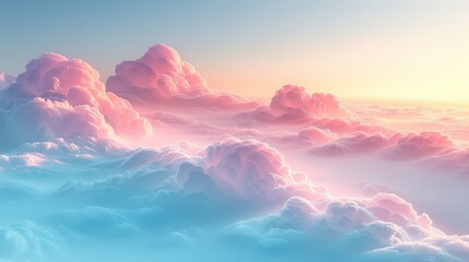 Poster - Serene gradient backdrop in baby blue and blush pink, smooth color flow, delicate light reflections, modern and minimalist, perfect for digital presentations