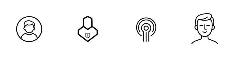 Poster - Vector illustration icons representing user profiles, security, and connectivity concepts in a modern digital environment