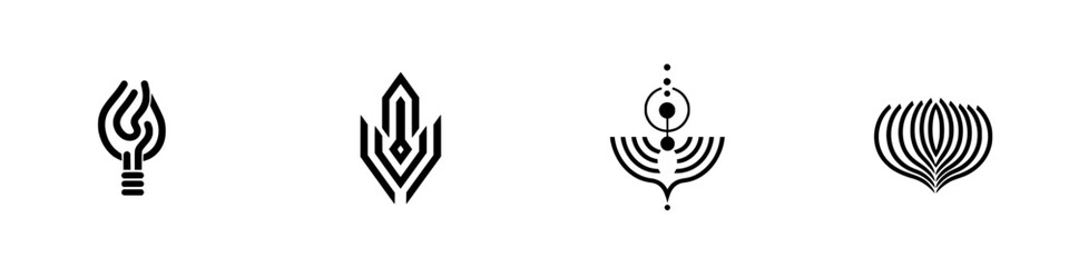 Poster - Unique vector illustration icons representing various abstract designs in black and white