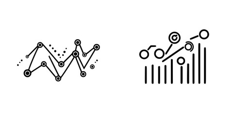 Poster - Vector illustration icons of line graphs representing data trends and growth in analytics and finance sectors