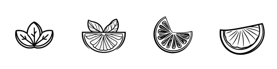 Poster - Vector illustration featuring citrus fruits and leaves in a minimalist style with intricate details and clean lines