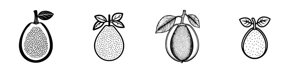 Poster - Creative vector illustrations of avocados with distinct shapes and designs suitable for various graphical applications