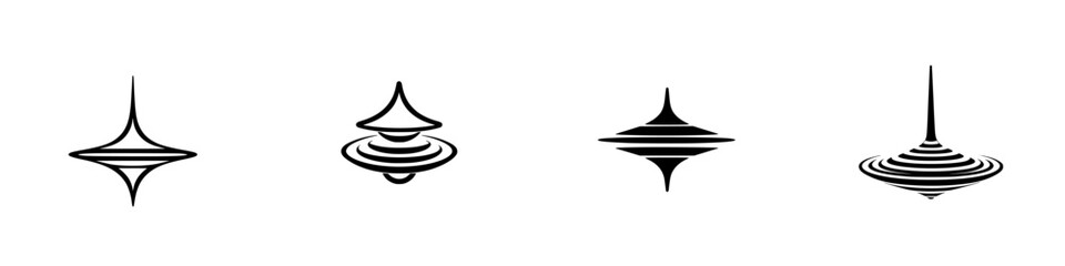 Poster - Unique vector illustration featuring a series of spinning tops in various styles and designs with modern artistic flair