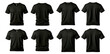 © Urwah - Black T-shirt Mockup Collection in Various Angles and Positions, Isolated on Transparent, white background